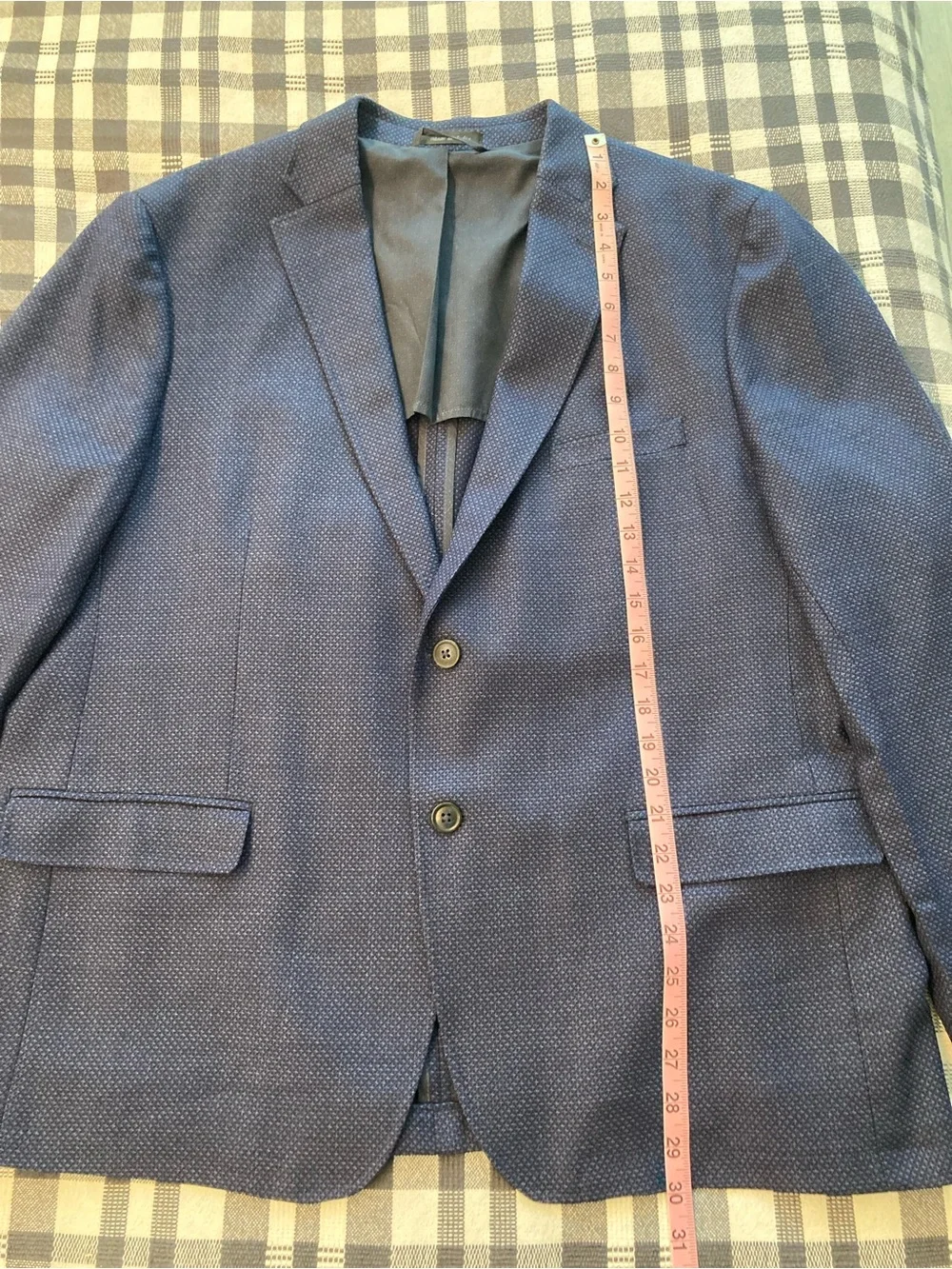 Calvin Klein Men's Blue 100% Wool Textured Blazer Jacket Size 48R Made in India